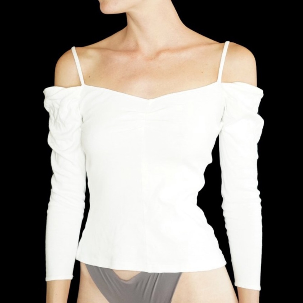 Norma Kamali off shoulder white t shirt